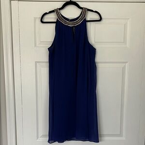 Vince Camuto Royal Blue Mini Dress with Embellished Neckline